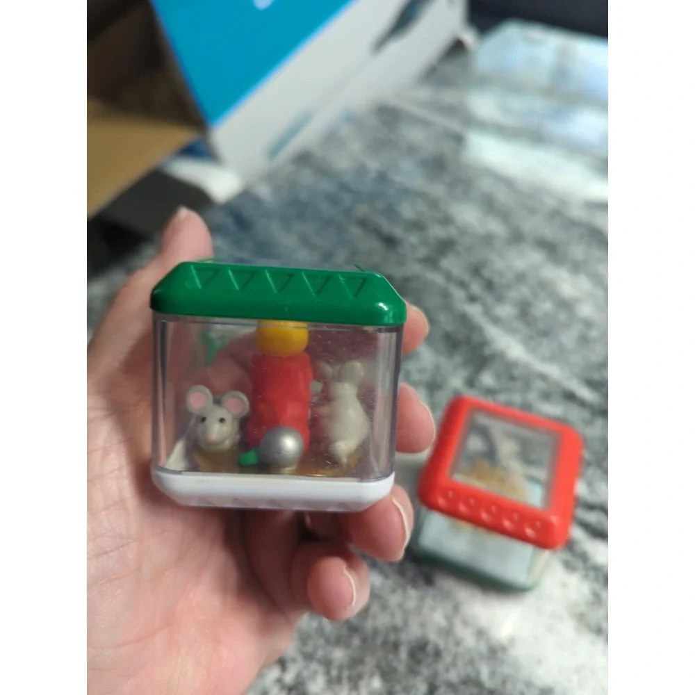 3 VTG Fisher Price Peek a Boo Christmas Twirling Blocks Santa Sensory Toys